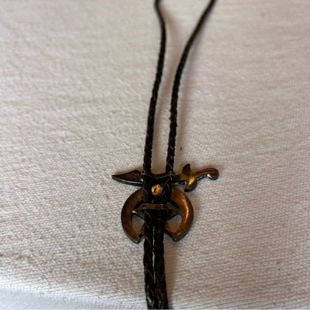Vintage Native American Zuni Shriners' Multi-stone Inlay Bolo Tie AS-IS - Picture 3 of 7